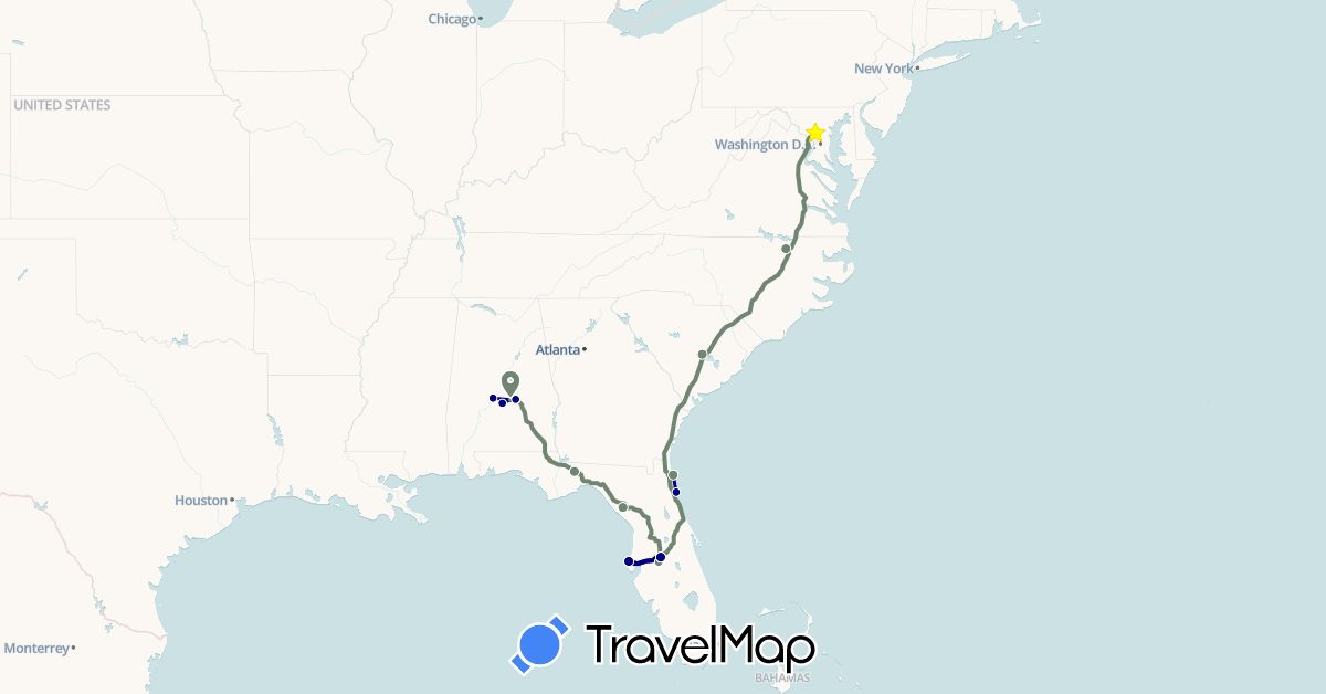TravelMap itinerary: driving, caravan 2020 in United States (North America)